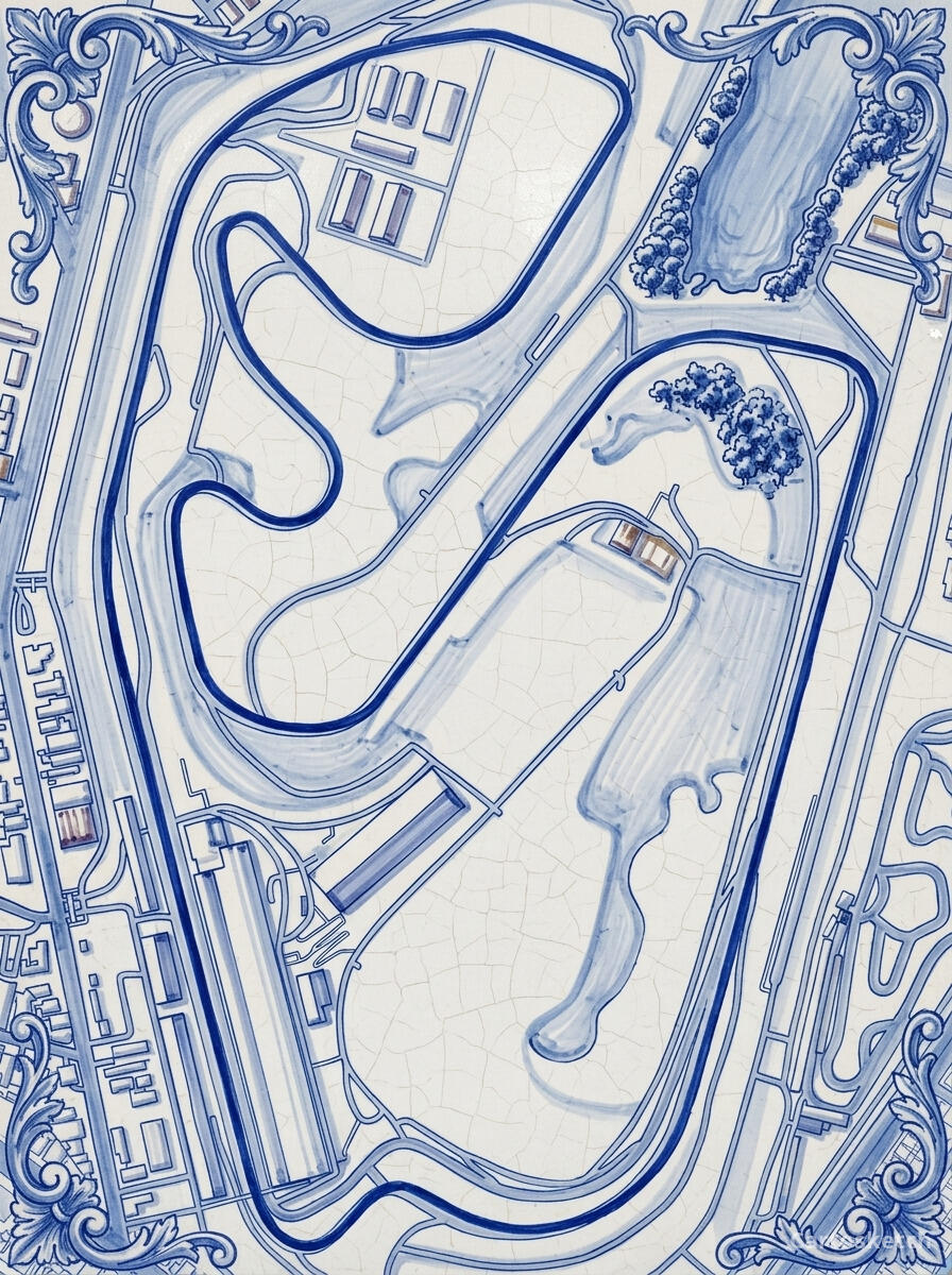 Circuito de Interlagos em estilo azulejo