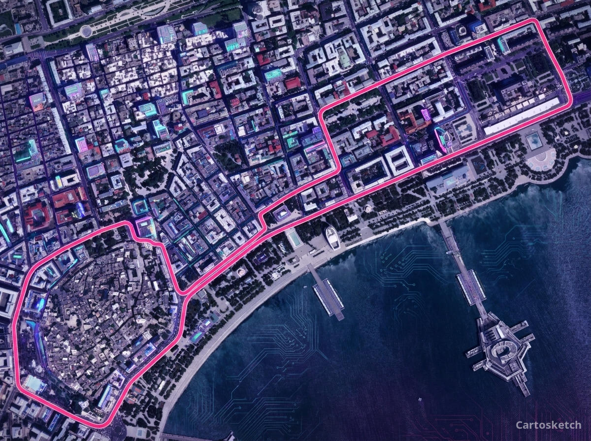 Circuito de Baku em cyberpunk