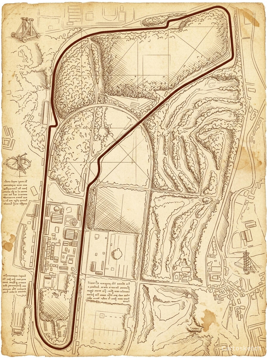 Circuito de Monza em estilo Da Vinci