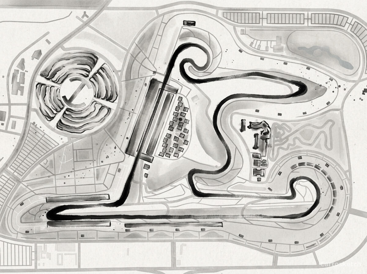 Circuito de Xangai em tinta chinesa