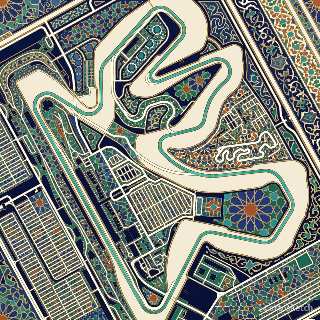 Circuito de Lusail em geometria islâmica