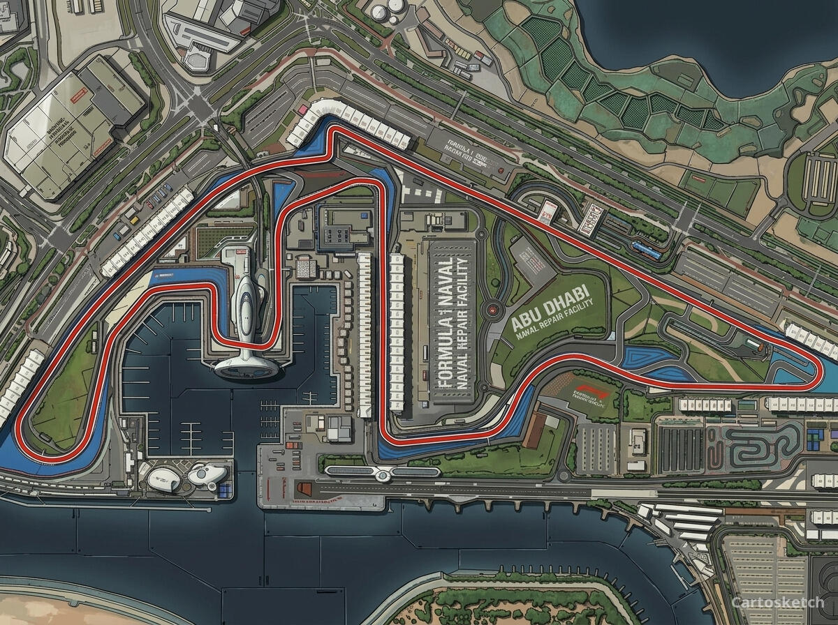 Circuito de Yas Marina em estilo mecha