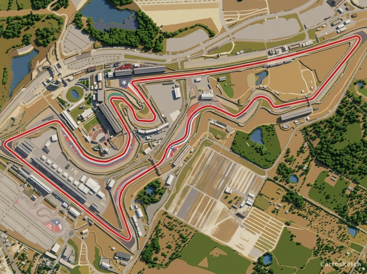 Circuito de Austin em estilo Minecraft