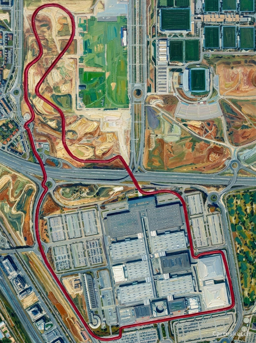 Circuito de Madri em pintura a óleo