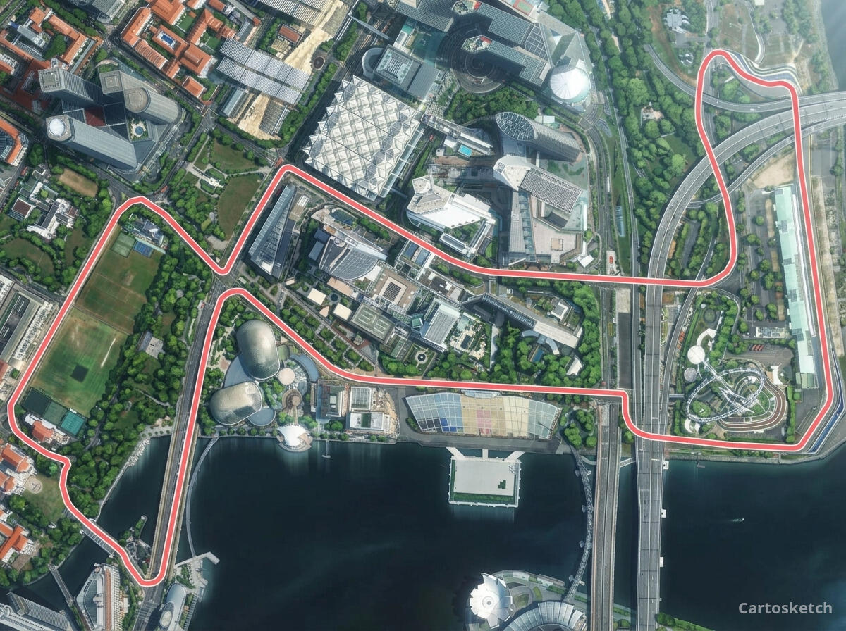 Circuito de Singapura em estilo Shinkai