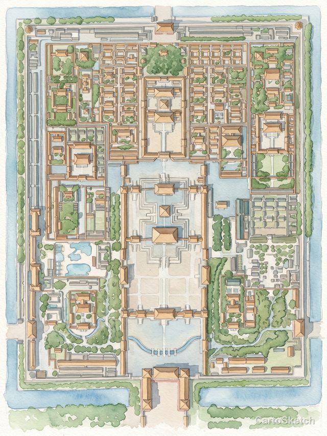 Forbidden City, Beijing — Cartosketch art