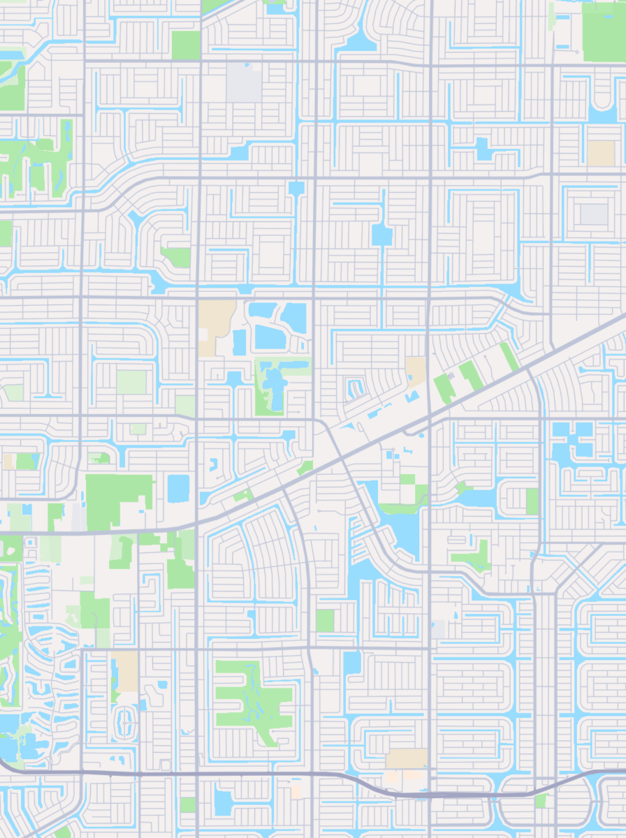 Cape Coral, USA in stile blueprint — route map input