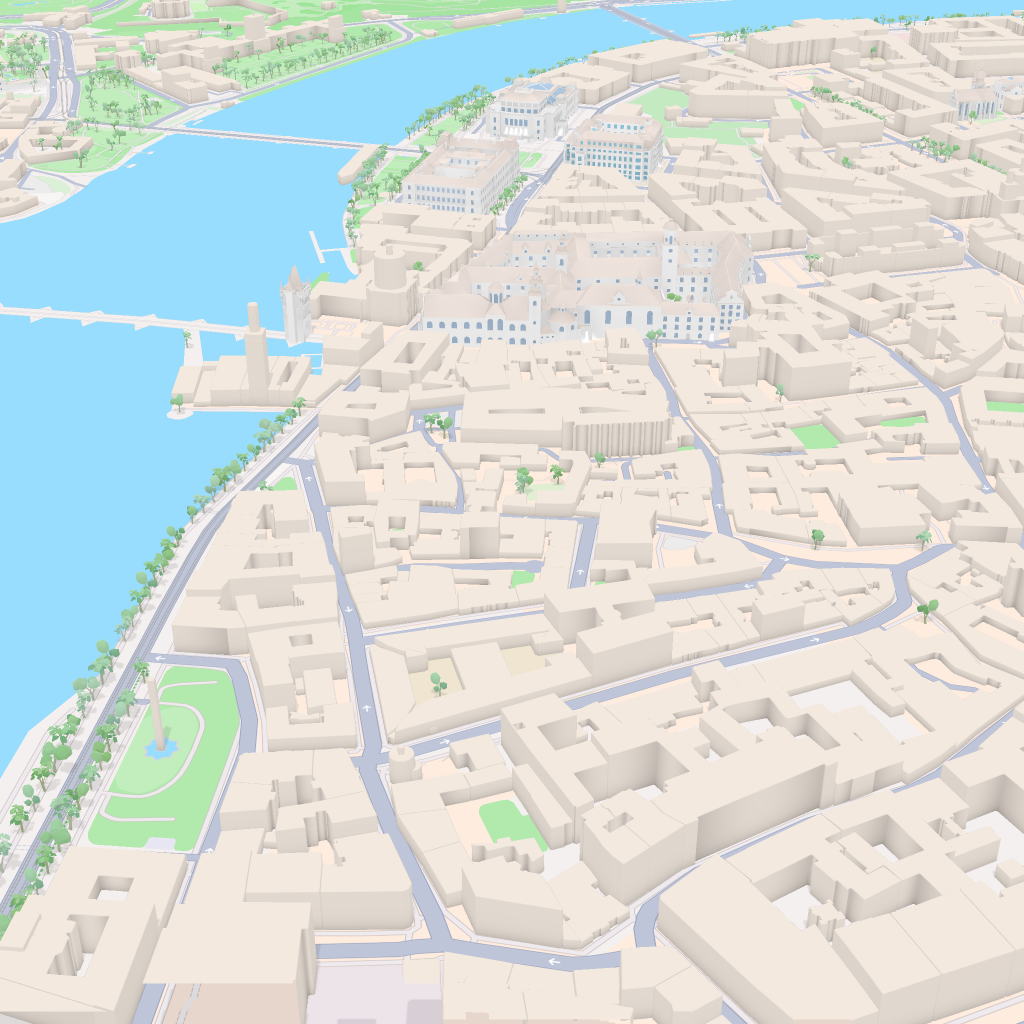 Prague Old Town and the Vltava in pencil-sketch style — route map input