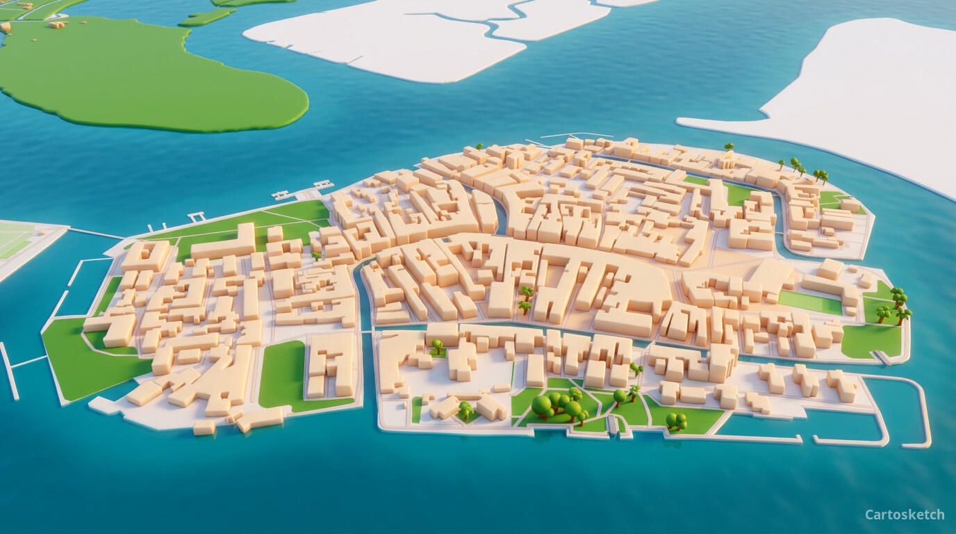 Burano, Venice rendered in Pixar style by Cartosketch AI