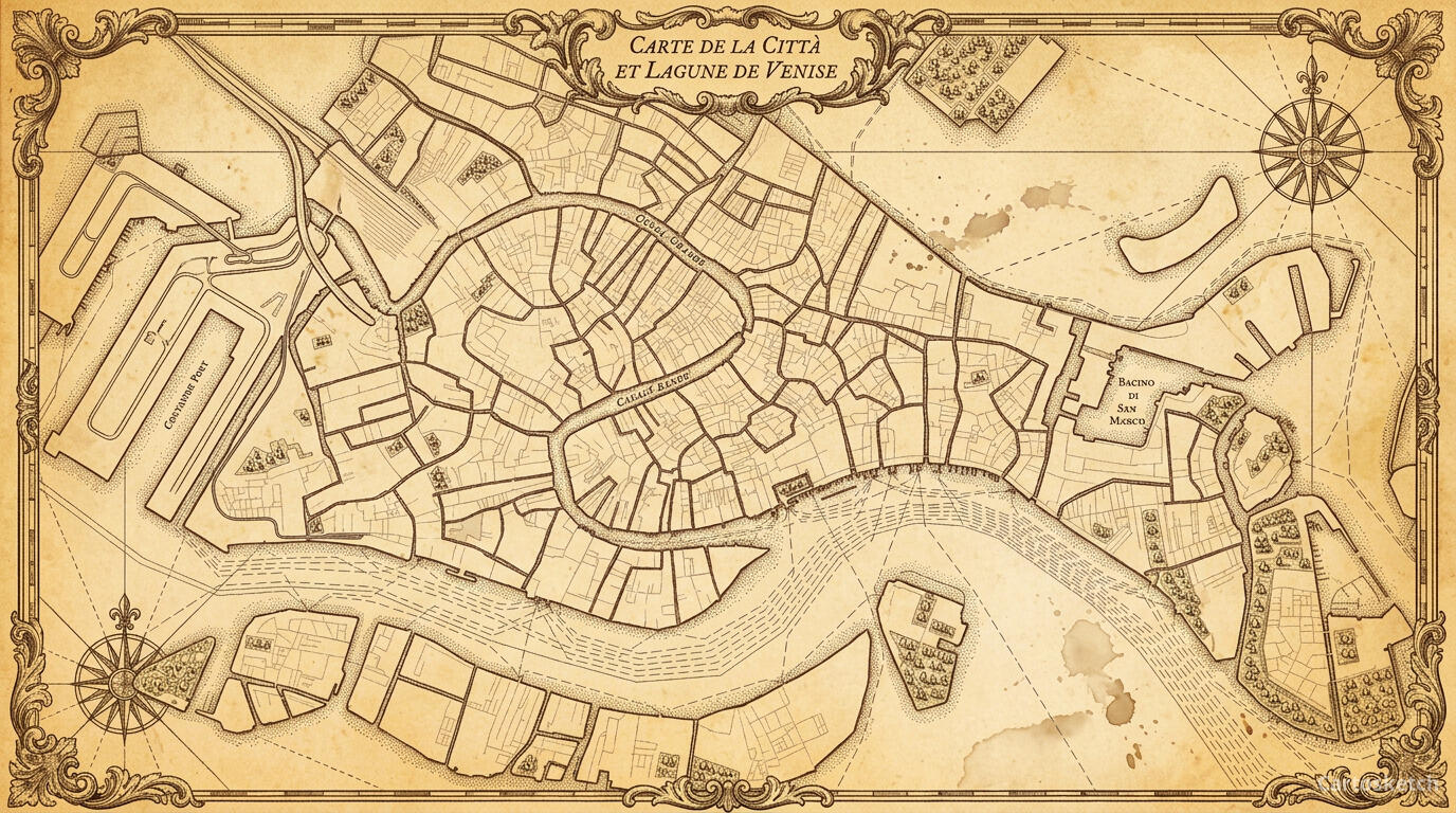 Exemplo de mapa artístico no estilo Mapa vintage