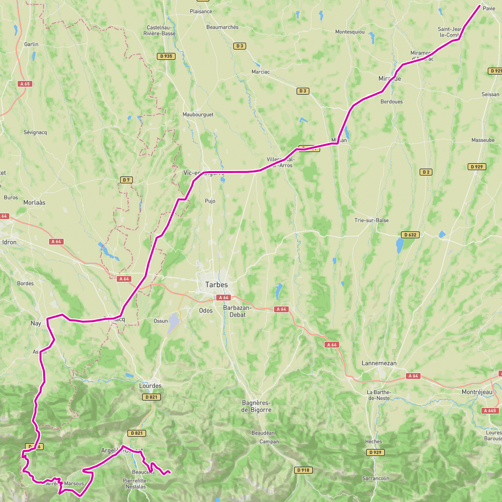 Tour de France 2025 Stage 12 route — route map input
