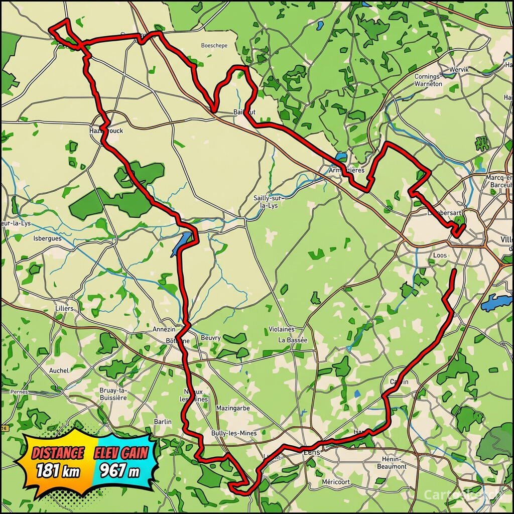 Tour de France 2025 Stage 1 route — Cartosketch art