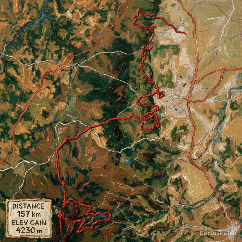 Tour de France 2025 Stage 10 route — Cartosketch art