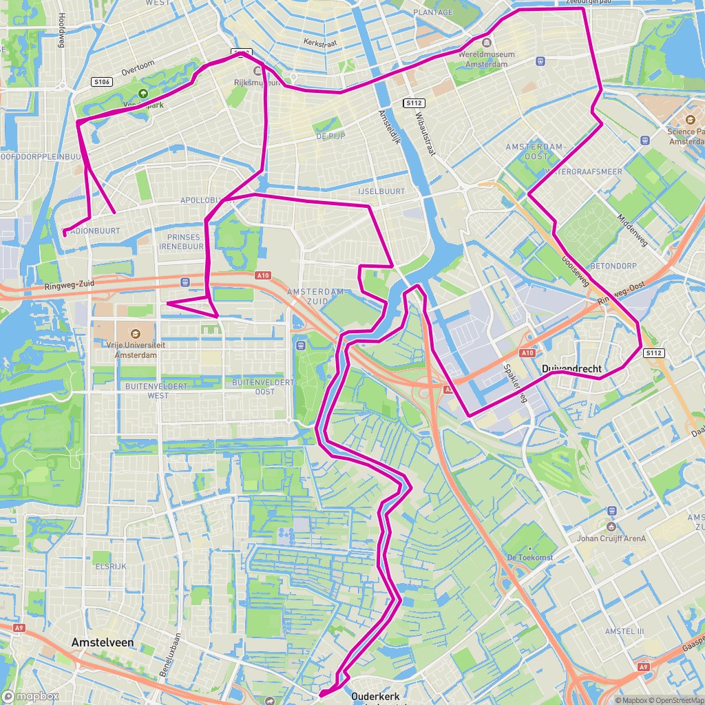 암스테르담 마라톤 경로 — route map input
