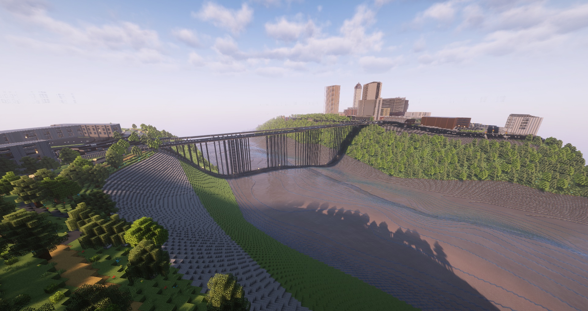 Niagara Falls generated with real terrain elevation in Minecraft